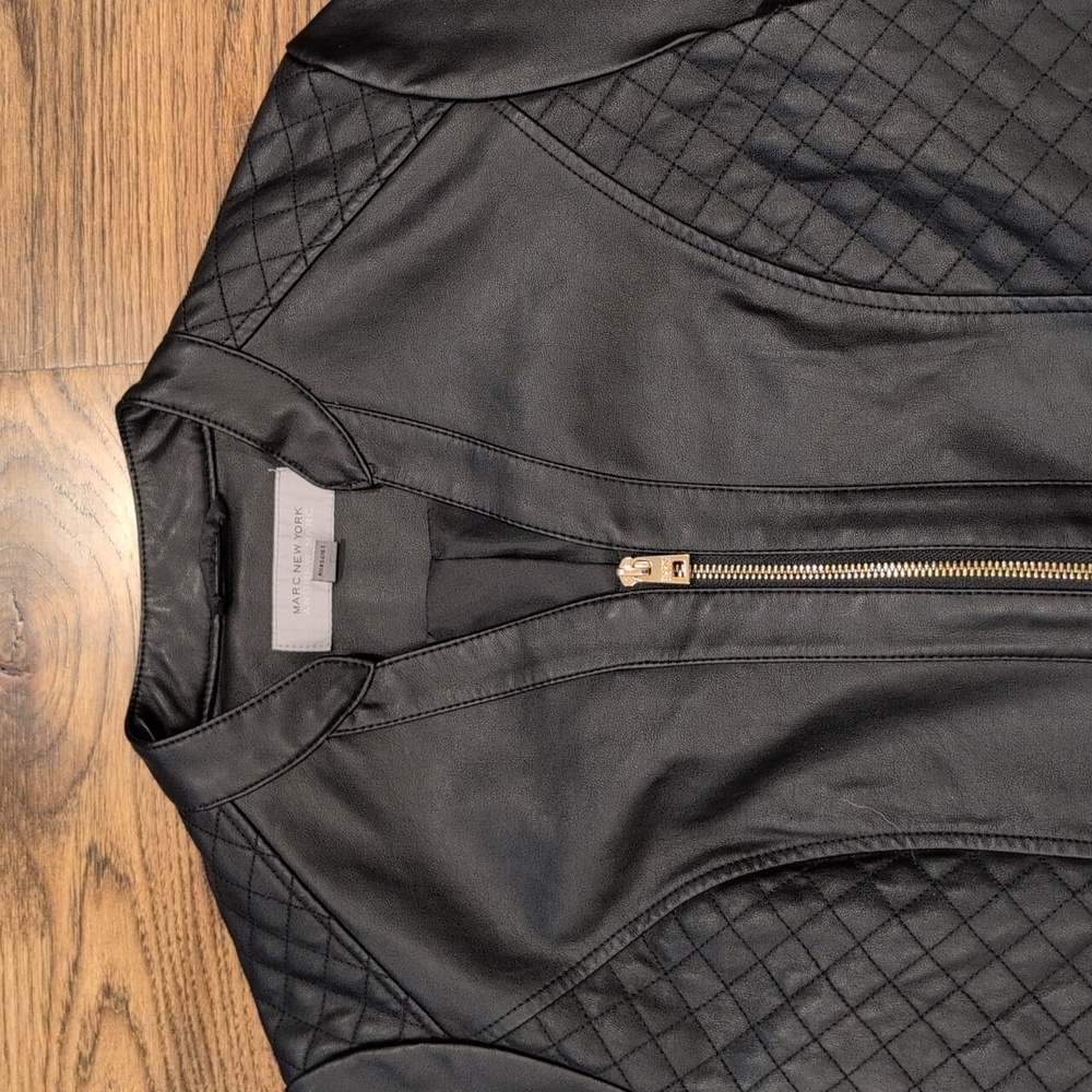 Women's Marc New York black faux leather jacket size M - Picture 2 of 6